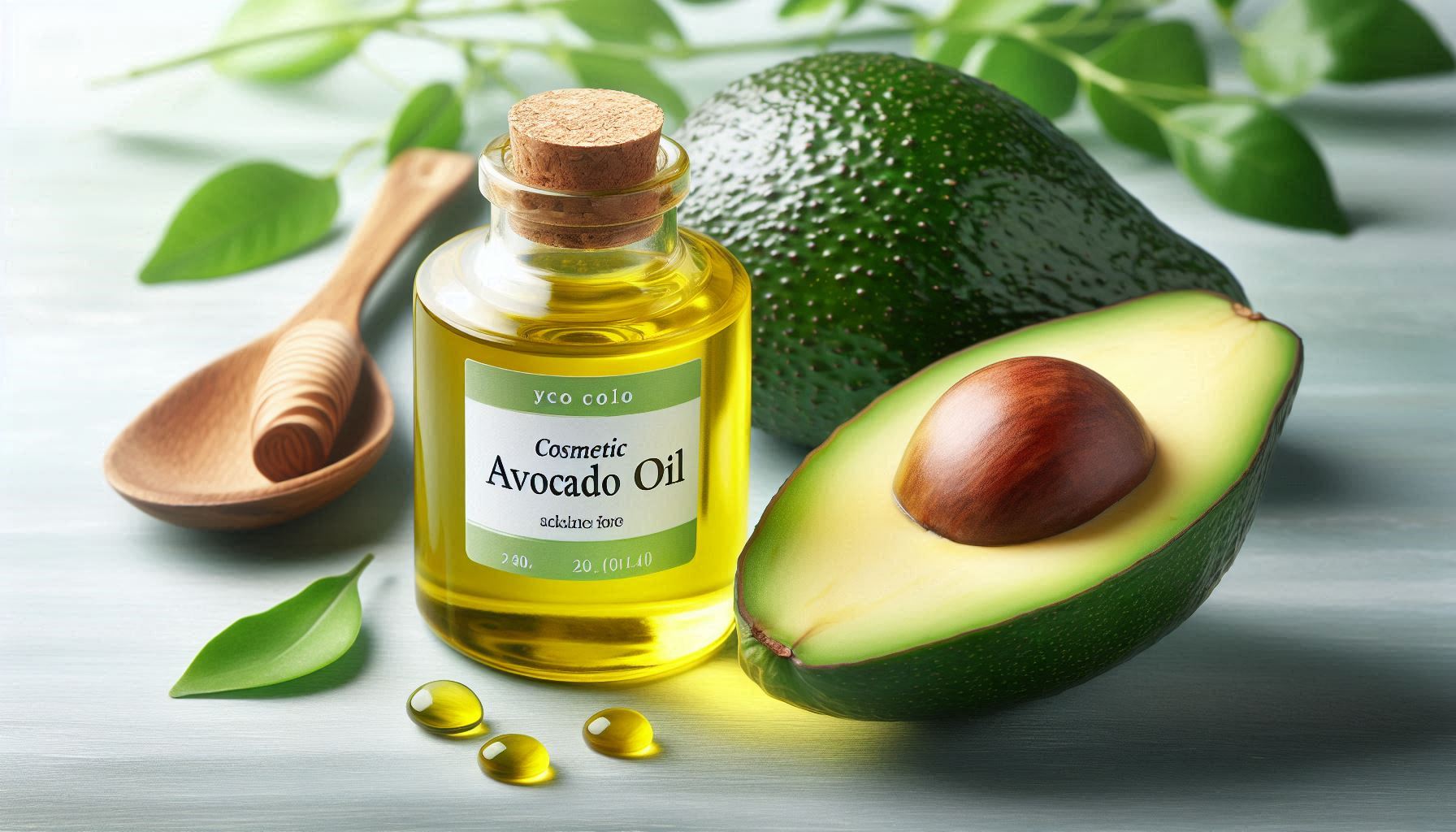 ersea Gratissima (Avocado) Oil in a bottle with a fresh avocado, representing its use in skincare.